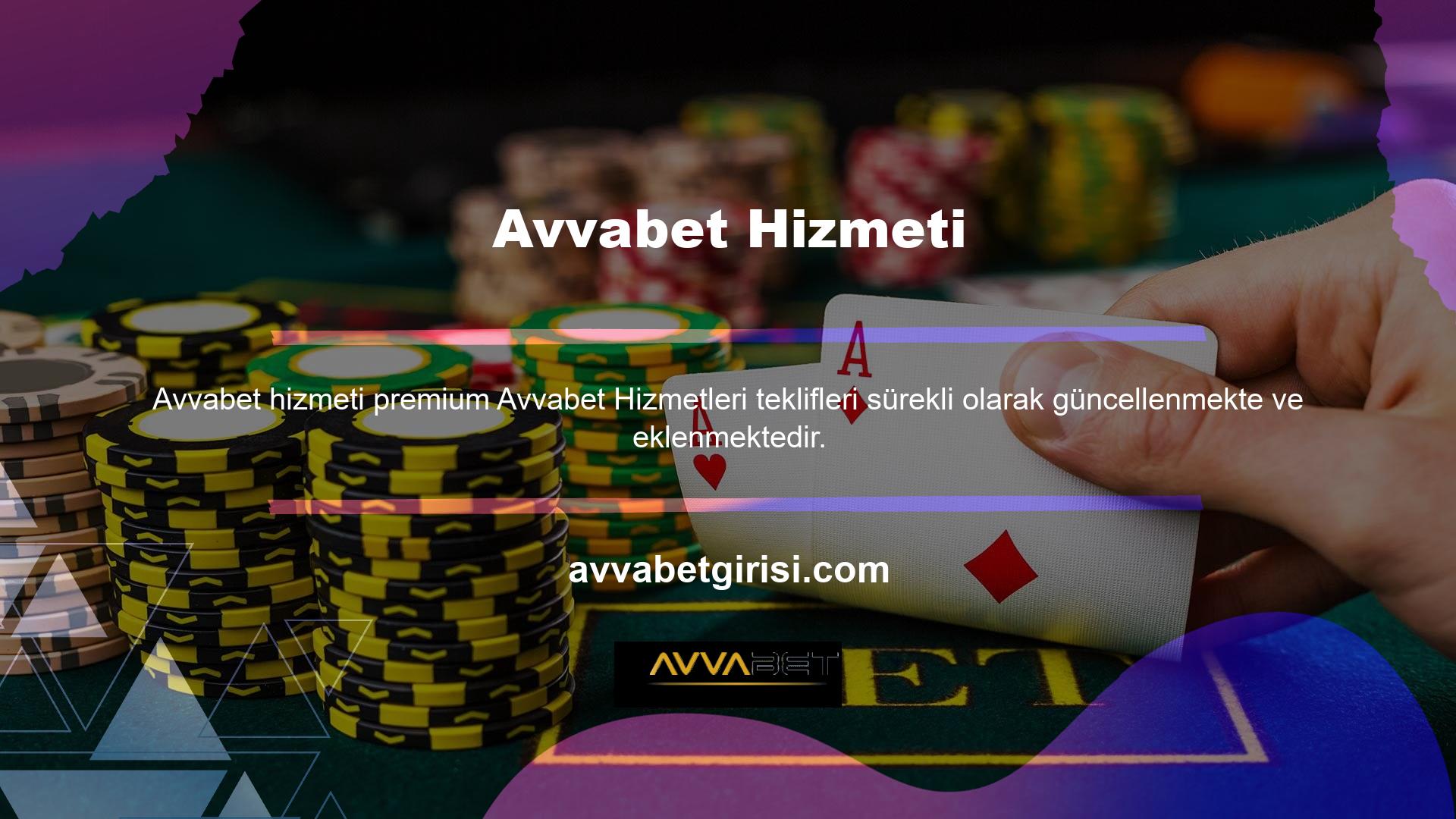 Ülkemizin en eski Casino platformlarından biri olan Avvabet, kullanıcılarına tutarlı gelir garantisi veren popüler bir seçimdir